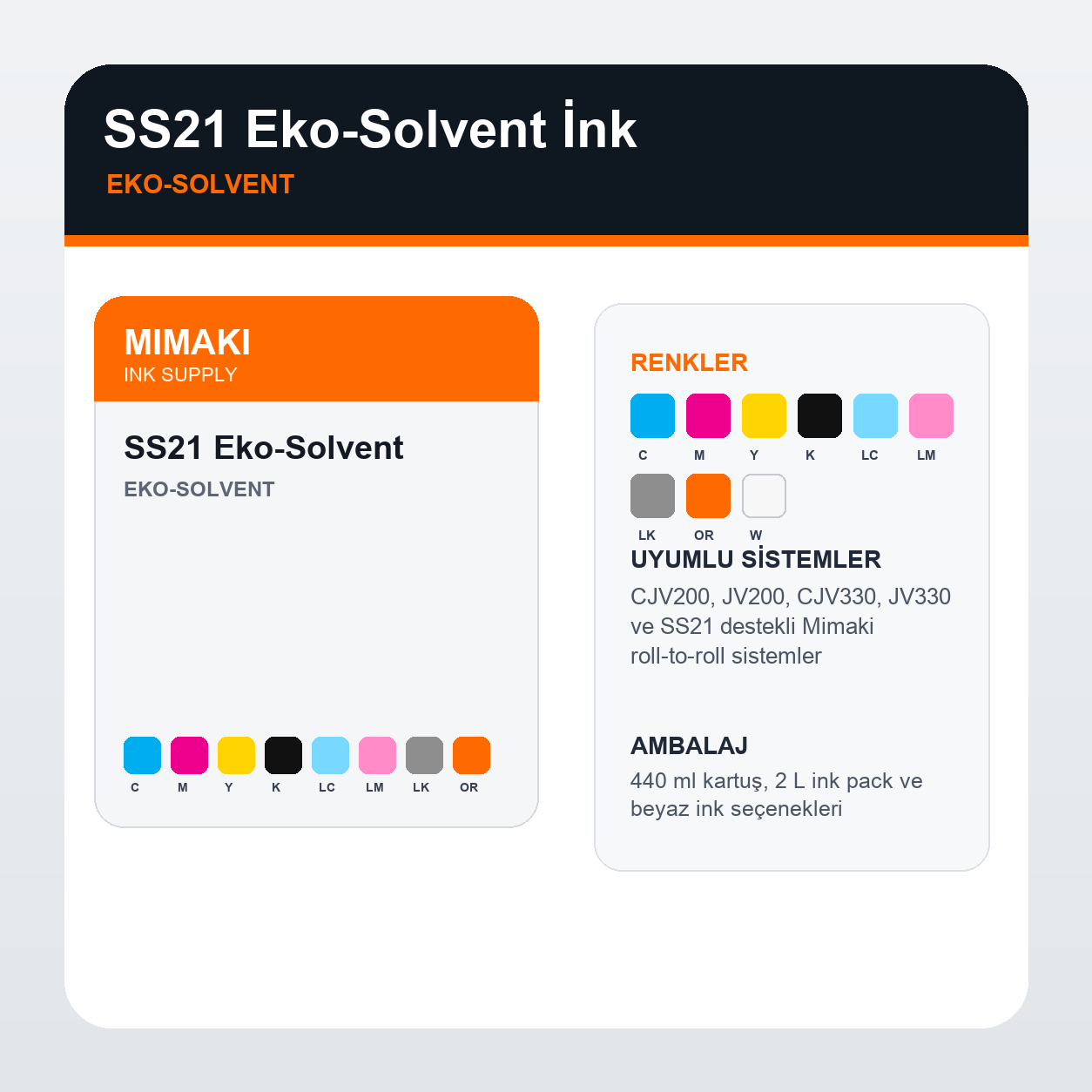 Malzeme Iste Ss21 Eko Solvent Ink ink visual