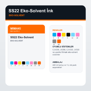Malzeme Iste Ss22 Eko Solvent Ink ink visual